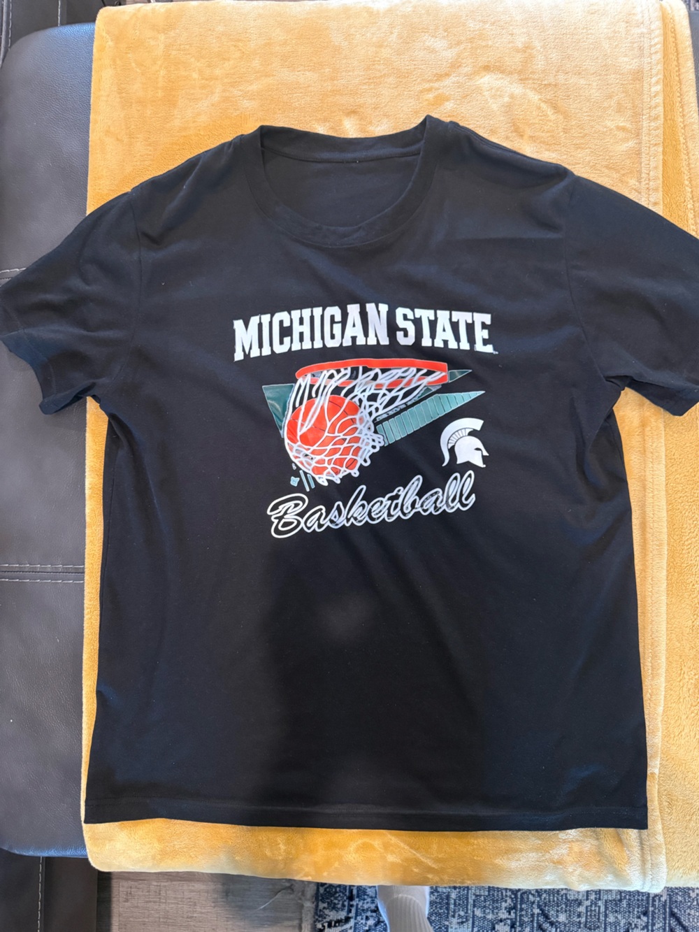 Michigan State Basketball Graphic Tee - Black with Green & Orange